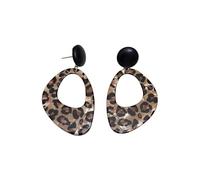 fdsmall Boucles d'oreille en acrylique Leopard Dangle pour les femmes - cuir léger Stud Top, boucle d'oreille irrégulière géométrique Teardrop Drop Trendy Déclaration Bijoux (Brown Leopard)