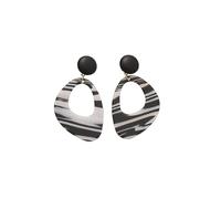 fdsmall Boucles d'oreille en acrylique Leopard Dangle pour les femmes - cuir léger Stud Top, boucle d'oreille irrégulière géométrique Teardrop Drop Trendy Déclaration Bijoux (Black)