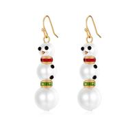 fdsmall Boucles d'oreilles de bonhomme de neige fausse perle boucles d'oreilles pour les femmes Dangle Drop neige rouge Père Noël cadeau de Noël