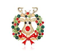 fdsmall Broche de Noël Pin pour les femmes Flocon de neige Noël Cloche couronne cristal strass broches Pins Elk Santa broche Pins Noël bijoux cadeau (08)