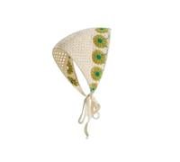 fdsmall Écharpe de cheveux floraux femmes bandeau crochet bandeau bohème bandanas lacets triangle kerchief couleur unie bandeau Vintage femmes (04, One Size)