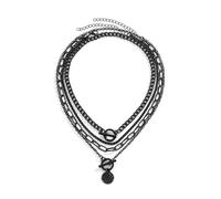 fdsmall Femmes collier bohème gothique pendentif collier réglable couches de perles chaîne Choke collier Halloween Noël nouvel an bijoux gothiques femmes et filles cadeaux (03)