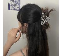 fdsmall Fermagli per capelli per donne Fermagli per capelli a mano fantasma nero con disegno del teschio Fermagli per capelli per capelli spessi capelli sottili Accessori (White)