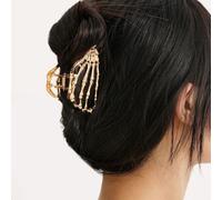 fdsmall Fermagli per capelli per donne Fermagli per capelli a mano fantasma nero con disegno del teschio Fermagli per capelli per capelli spessi capelli sottili Accessori (Gold)