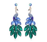 fdsmall franges femmes boucles d'oreilles Peacock boucles d'oreilles cristal autrichien bohème cascade de perles franges pendentif boucles d'oreilles (Multi 02)