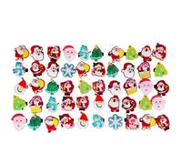 fdsmall Lot de 50 bagues de Noël lumineuses à LED - Père Noël - En caoutchouc - Pour fête de Noël - Motif arbre de Noël, Plastique, Aucune pierre précieuse