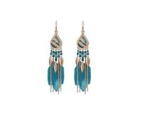 fdsmall ohrringe faux Feder ohrringe bohème Fringe Fringe longue pendaison boucles d'oreilles Bijoux femmes Vintage longue pendaison boucles d'oreilles (Bleu 02)