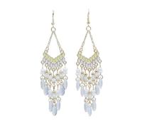 fdsmall Pendants bohèmes pour les femmes avec perles bornilla ethnique rétro boho pendant accroche tissu crochet accroche lampe d'araignée tribale exagéré bijoux de capture de rêves (01 White)