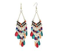 fdsmall Pendants bohèmes pour les femmes avec perles bornilla ethnique rétro boho pendant accroche tissu crochet accroche lampe d'araignée tribale exagéré bijoux de capture de rêves (01 Color)