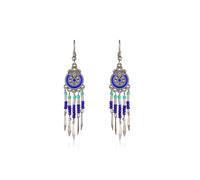 fdsmall Pendants bohèmes pour les femmes avec perles bornilla ethnique rétro boho pendant accroche tissu crochet accroche lampe d'araignée tribale exagéré bijoux de capture de rêves (03 Purple)
