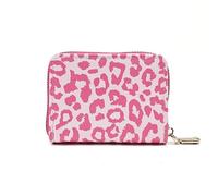 fdsmall Portefeuille Titulaire de Carte de crédit, Cuir léopard Petite Fermeture éclaire compacte Poche Porte-Monnaie Cartes Cas Fentes de Monnaie Plier Poche accordéon (Pink Leopard)