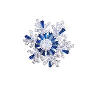 fdsmall Strass créatif flocon de neige broche épingle pour les femmes, tournant lucky neige cristal épingles classique mariage Noël bijoux de mode (Bleu profond)