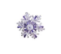 fdsmall Strass créatif flocon de neige broche épingle pour les femmes, tournant lucky neige cristal épingles classique mariage Noël bijoux de mode (Violet)