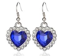 fdsmall Titanic Cœur de l'Océan Boucles d'oreilles Amour Cœur Pendentif Boucles d'oreilles pour toujours Pendentif Saphir Cristal Brillant Zircon Bijoux Cadeaux pour Femmes, As Shown, Acier allié