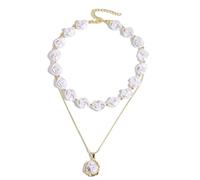 fdsmall Unregelmäßige barocke Perlen Choker Halsketten, 14K vergoldet Dainty Perlen Anhänger Kette Halsketten, Vintage handgefertigte Perlen Schmuck für Hochzeit Braut tägliche Party Geschenke (17)
