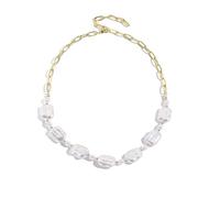 fdsmall Unregelmäßige barocke Perlen Choker Halsketten, 14K vergoldet Dainty Perlen Anhänger Kette Halsketten, Vintage handgefertigte Perlen Schmuck für Hochzeit Braut tägliche Party Geschenke (09)