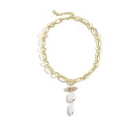 fdsmall Unregelmäßige barocke Perlen Choker Halsketten, 14K vergoldet Dainty Perlen Anhänger Kette Halsketten, Vintage handgefertigte Perlen Schmuck für Hochzeit Braut tägliche Party Geschenke (13)