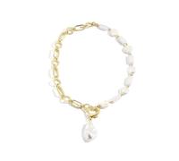 fdsmall Unregelmäßige barocke Perlen Choker Halsketten, 14K vergoldet Dainty Perlen Anhänger Kette Halsketten, Vintage handgefertigte Perlen Schmuck für Hochzeit Braut tägliche Party Geschenke (07)