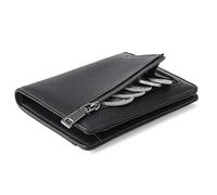 fdsmall Wallets for Men, RFID Blocking Leather Wallet with Zippered Coin Pocket, 10 Card Slots & Quick Access ID Window, Carbon Fiber Leather Card Holder Hold up to 11 Cards (Black 2)