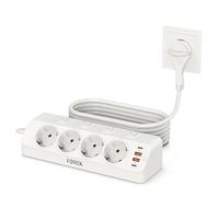 FDTEK Prise d'angle avec Interrupteur, PD 20W Multiprise avec Fiche Plate 4 Prises avec 2 USB C+2 USB A, Prise de Table Protection Contre Les Surtensions avec Rallonge de 2M pour Maison et Bureau