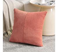 FDTERN Lot de 1 Boho Housse de Coussin 55x55 Rouge Corail,à Motif Croisé Decoration Housses de Coussin en Velours Côtelé,Douillet Taie d'oreiller Housse Coussin Moderne pour Canapé Chambre Chaise Lit