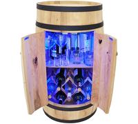 FDTMGW Bar Baril Rustique avec éclairage à LED RVB et Porte-vin Armoire à vin à vin de 80 cm avec Draft bière et Support de Whisky en Bois décor du Bar à la Maison pour Le vin et la bière