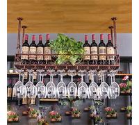 FDTMGW Rack à vin à Maille à flottaison avec Porte-Verre en Verre en métal Noir de Fer pour Les plafonds 80 × 25 cm (32 × 10 Pouces) Taille