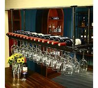 FDTMGW Rack de vin à Suspension Industrielle réglable avec Porte-Verre en Verre métallique vin de vin et de Verre en Verre Support de Bouteille en Fer étagère avec Un Motif d'étoile à Plafond Noir /