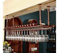 FDTMGW Rack de vin à Suspension Industrielle réglable avec Porte-Verre en Verre métallique vin de vin et de Verre en Verre Support de Bouteille en Fer étagère avec Un Motif d'étoile à Plafond Noir /