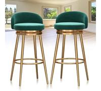 FDTMGW Tabourets de comptoir tabourets de Bar Ensembles de 2 tabourets de comptoir pivotant tabourets avec Dos et Repose-Pieds, chaises de Bar en Velours de Luxe