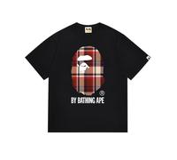 FDTURES 24ss Couples Chic Casual BAP Monkey Head Petit Singe Camouflage Col Rond Pull Ample T - Shirt À Manches Courtes-color4||M