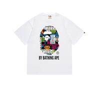 FDTURES 24ss Couples Chic Casual BAP Monkey Head Petit Singe Camouflage Col Rond Pull Ample T - Shirt À Manches Courtes-color3||S