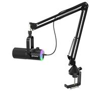 FDUCE Kit de Microphone de Jeu USB/XLR, Micro Dynamique pour Podcast, Streaming RVB, Ordinateur avec Bras de Perche, Bouton de sourdine et Prise Casque, pour Enregistrement, Voix Off vocale (D30+)