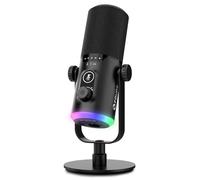 FDUCE Microphone de jeu USB/XLR avec support de bureau, microphone dynamique vocal pour jeu et podcast, avec éclairage RVB, bouton muet et bouton de gain, prise casque (D30)