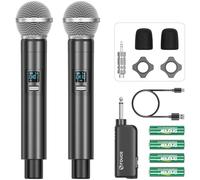 FDUCE W60 Wireless Microphone,Dynamic Lightweight UHF Microphone,Rechargeable Receiver with Volume Adjust Button,for Karaoke,Wedding,Party,Church,Lecture (200ft)