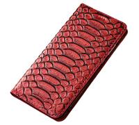 FDUJINH Coque Cuir Véritable pour Xiaomi 17 Ultra/17 Pro Max/17 Pro/17, Emboss Motif Rabat Housse Portefeuille Antichocsupport Etui,Rouge,17 Pro