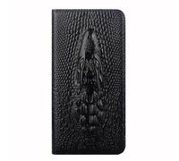 FDUJINH Coque Portefeuille pour Xiaomi 17 Ultra/17 Pro Max/17 Pro/17, Cuir Véritable Housse Emboss Crocodile Motif Rabat Support Etui Antichoc,Noir,17 Ultra