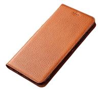 FDUJINH Coque Portefeuille pour Xiaomi 17 Ultra/17 Pro Max/17 Pro/17, Véritable Cuir Etui À Rabat Litchi Texturé Antichoc Portable Housse,café,17
