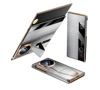 FDUJINH Coque pour Huawei Mate XT/Xts, Smart Afficher Fenêtre Véritable Cuir Etui Rabat Sangle Poignet Béquille Housse Luxe Crocodile Texture,Blanc,XT