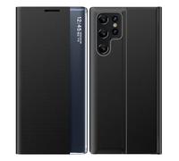 FDUJINH Coque pour Samsung Galaxy S25 Ultra/S25 Plus/S25, Mince Housse en Cuir À Rabat Flip Smart View Étui Protectrice Antichoc,Noir,S25