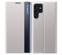 FDUJINH Coque pour Samsung Galaxy S25 Ultra/S25 Plus/S25, Mince Housse en Cuir À Rabat Flip Smart View Étui Protectrice Antichoc,Argent,S25 Ultra