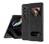 FDUJINH Coque pour Samsung Galaxy Z Fold 7, Rabat Housse Cuir avec Fenêtre Smart View Étui Béquille Pliage Complète Corps Protection,Noir,Fold 7
