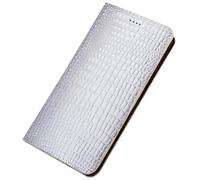 FDUJINH Coque pour Xiaomi 17 Ultra/17 Pro Max/17 Pro/17, Cuir Véritable Luxe Housse À Rabat Portefeuille Béquille Texture De Lézard Etui,Blanc,17 Pro Max