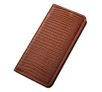 FDUJINH Coque pour Xiaomi 17 Ultra/17 Pro Max/17 Pro/17, Portefeuille Cuir Véritable Étui Lizard Texture Housse Clapet Antichoc,Marron,17 Pro