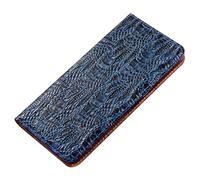 FDUJINH Étui Portefeuille pour Xiaomi 17 Ultra/17 Pro Max/17 Pro/17, Cuir Véritable Housse Rabat Protection Crocodile Texture Antichute Coque,Bleu,17 Pro Max
