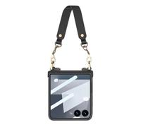 FDUJINH Étui pour Samsung Galaxy Z Flip 7, Amovible Sangle Poignet Housse Antichoc Protection Écran Charnière Mince Dure PC Coque,Noir,Flip 7