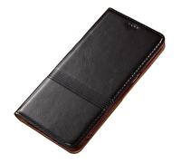 FDUJINH Étui pour Xiaomi 17 Ultra/17 Pro Max/17 Pro/17, Portefeuille Coque À Rabat Cuir Véritable Béquille Housse Antichoc,Noir,17 Pro
