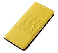 FDUJINH Housse pour Xiaomi 17 Ultra/17 Pro Max/17 Pro/17, Cuir Véritable Coque À Rabat Portefeuille Étui Antichoc,Jaune,17 Ultra