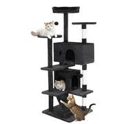 FDW Arbre à Chat de 137,2 cm, Multi-Niveaux, Durable, Plate-Forme de Saut pour Chat Confortable, Gain de Place, Maison de Jeu pour Chats d'intérieur, Gris