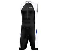 FDX Combinaison de triathlon pour homme - Léger - Pour la natation, le cyclisme, la course à pied - Séchage rapide - Respirant - Combinaison sans manches pour sports de plein air, bleu/blanc, XL
